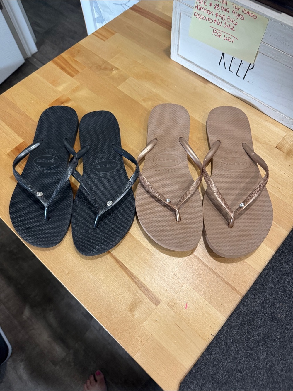 Havaianas Women's Flip Flops in Black and Brown Metallic